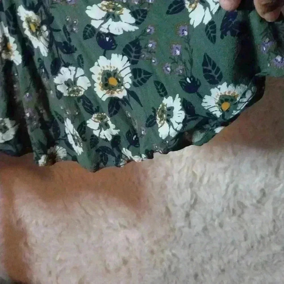 FREE PEOPLE Boho Green Floral Magic Mystery Tunic Oversized Blouse Sz S/P - Picture 5 of 11